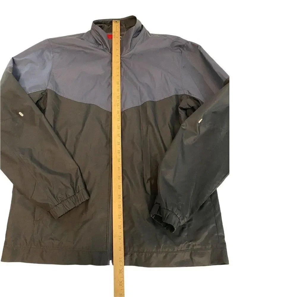 Starter Mens Windbreaker Jacket Full Zip Size M Black and Gray Tu Tone